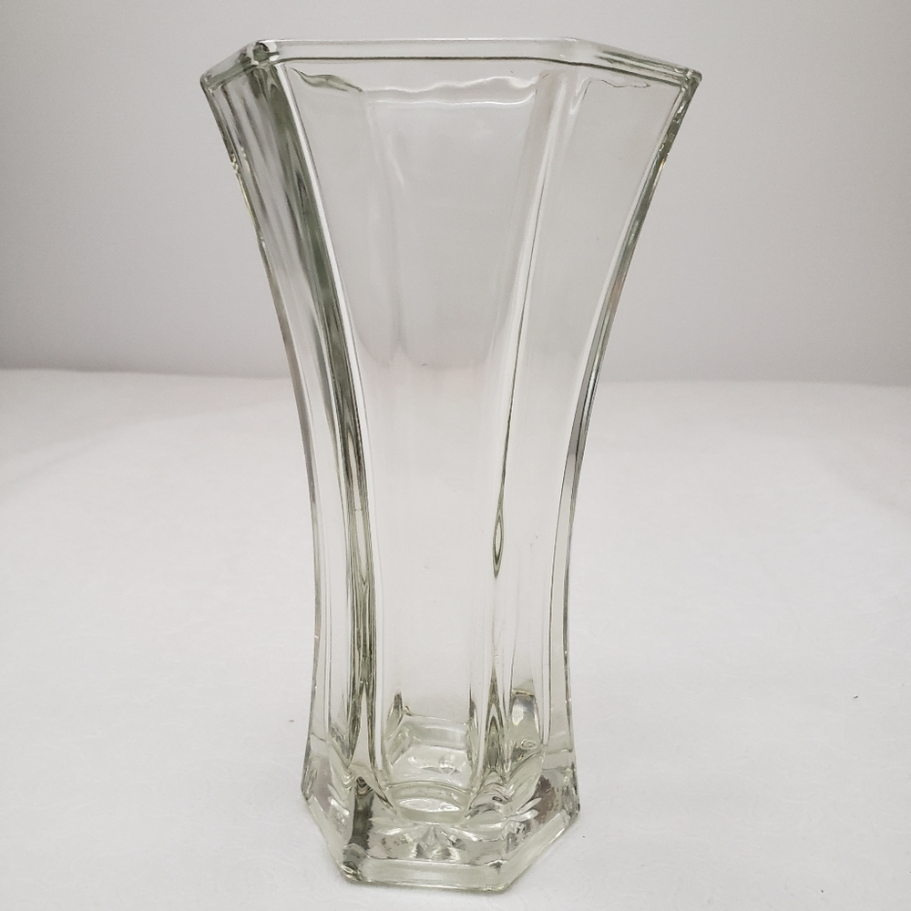 Hoosier Hexagon Clear Glass Vase